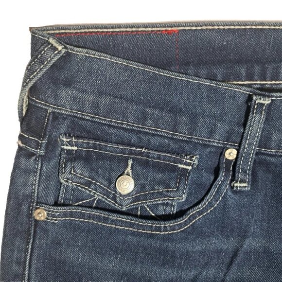 True Religion Geno Relaxed Slim SN Flap Jeans Mens 33x32 Dark Shivering Wash NWT - Picture 6 of 13